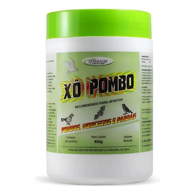 Xô Pombo Pastilha Repelente Morcegos Pardais Quimiagri 400g