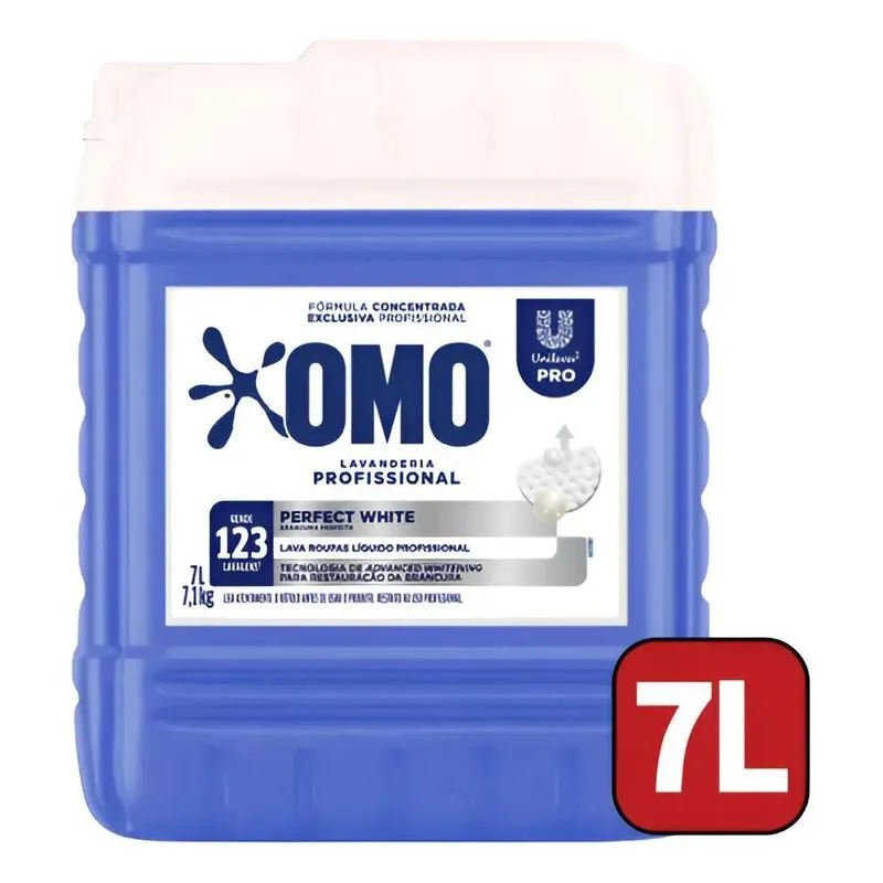 Sabão Líquido Omo Lava Roupas + Brancas Perfect White 7l