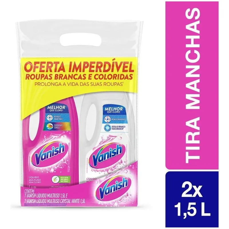 Tira Manchas Vanish Líquido Multiuso Para Roupas Brancas E R