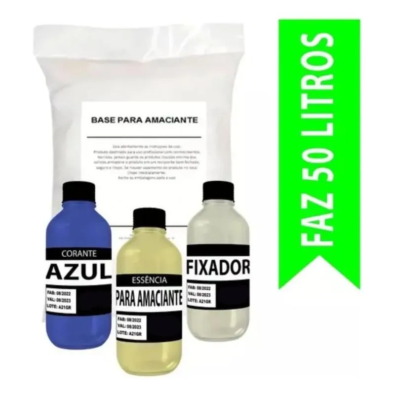 Kit Base Amaciante + Corante + Essência + Frete = 50 Litros