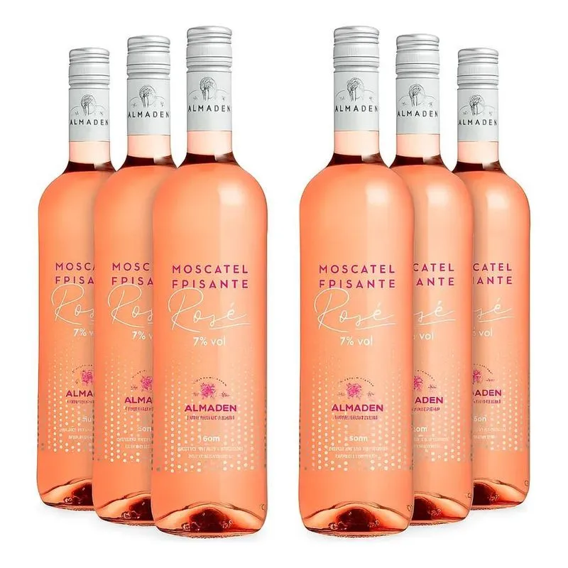 Kit 6 Unidades Vinho Almadén Frisante Moscatel Rosé 750ml