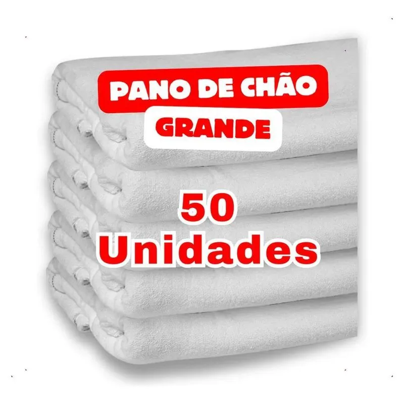 50 Pano De Chão Branco Grande Alvejado Limpeza Em Geral Kit