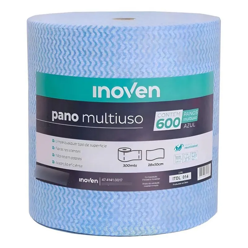 Inoven Pano Multiuso Tipo Perfex Limpeza Picotado Rolo 300m