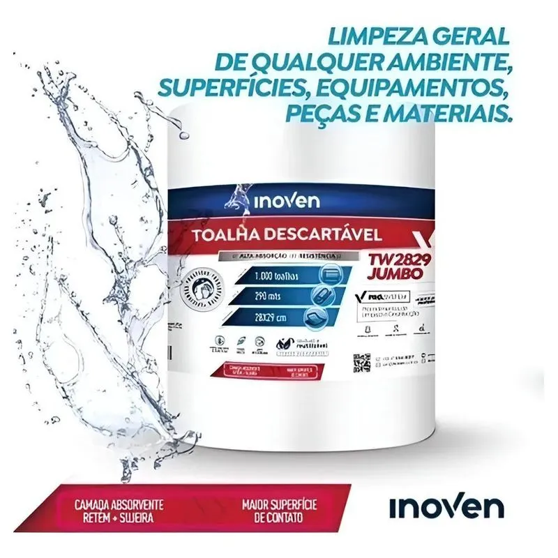 Pano Wiper Jumbo Roll Com 1000 Panos Descartáveis 50g Inoven