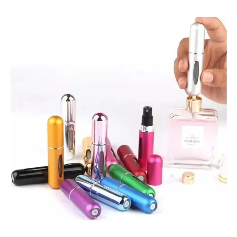 3x Kit 5pçs Mini Frasco Porta Perfume Recarregável Bolsa Via
