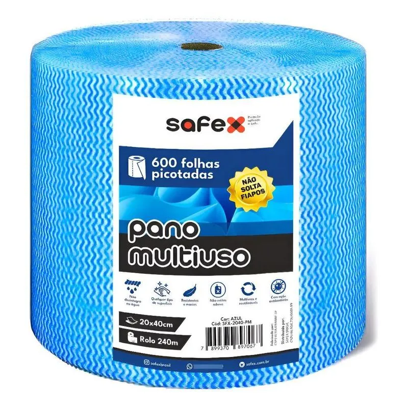 600 Panos Wiper Safex Perfex Multiuso Para Limpeza Rolo 240m