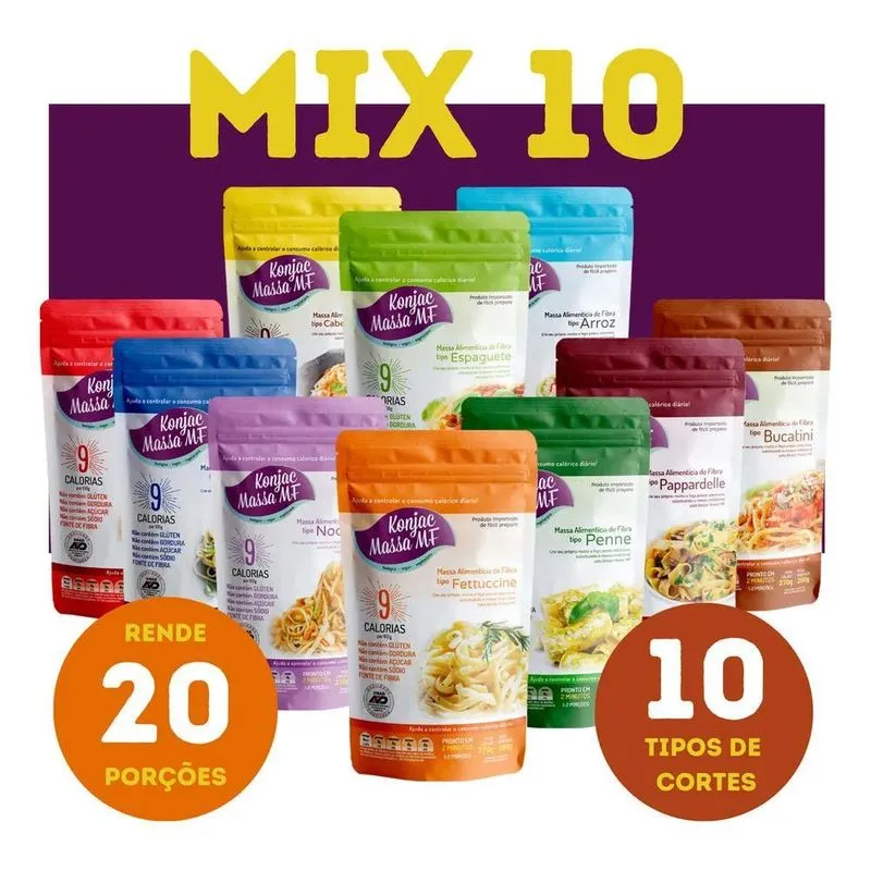 Kit 10 Cortes Konjac Tipo Macarrão 200g Fitness Para