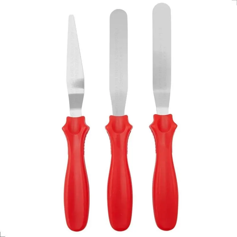 Kit 3 Espátulas Inox Confeiteiro - Ganachear Confeitar Bolo