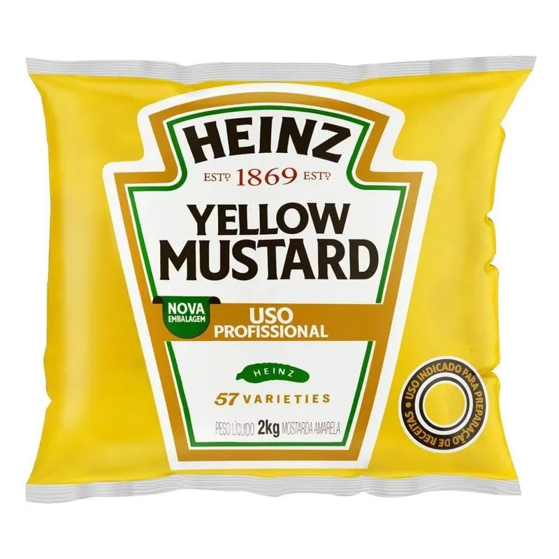 Mostarda Amarela Uso Profissional Pacote 2kg Heinz