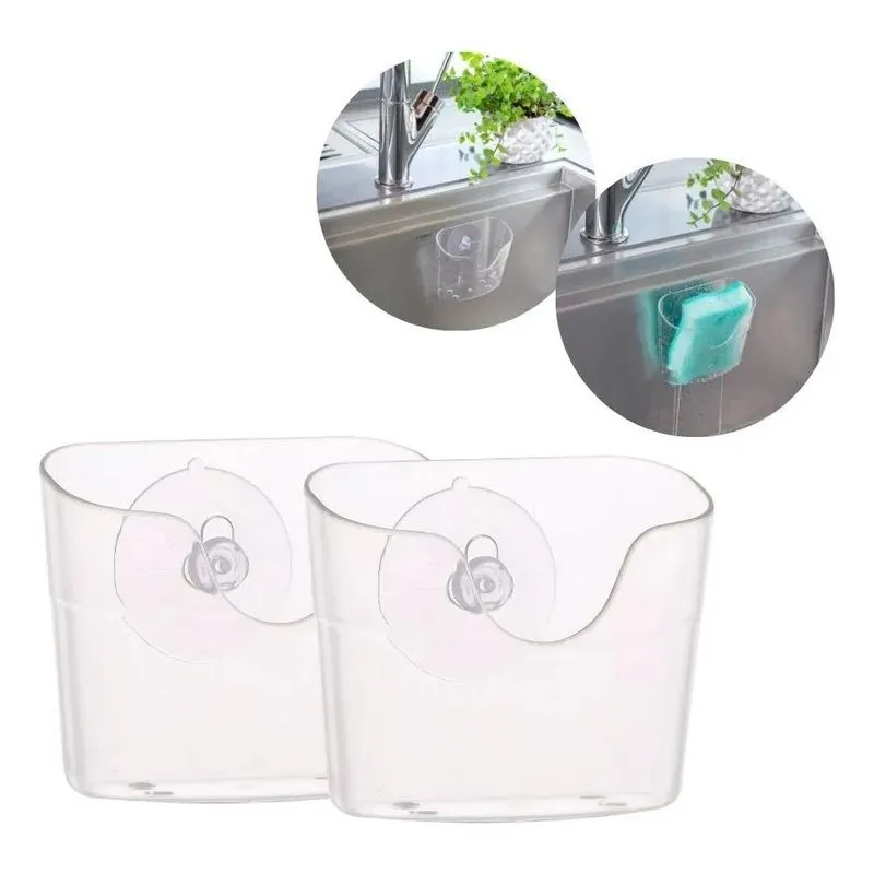 5x Porta Esponja Ventosa Suporte Bucha Pia Cozinha Kit 2 Uni