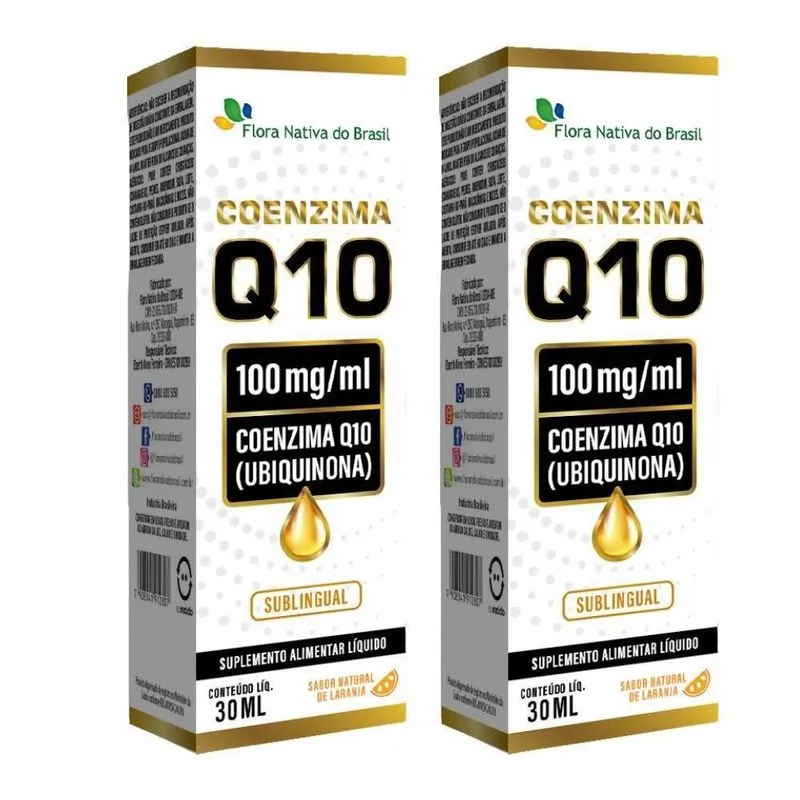 Kit 2X Coenzima Q10 Sublingual Em Gotas 30Ml Flora Nativa