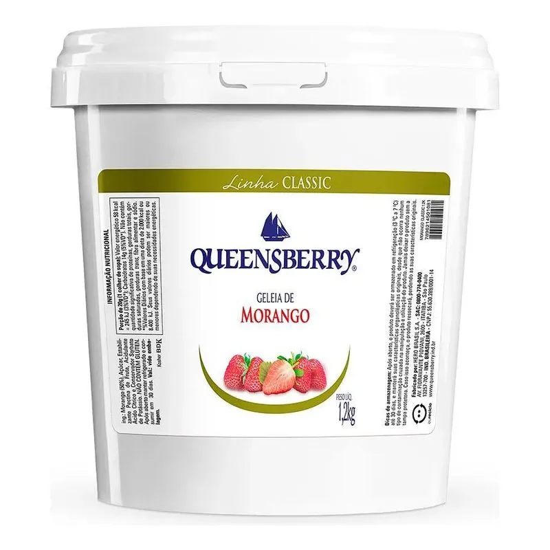 Geleia Queensberry Classic Fina Sabor Morango Sem Glúten 1,2