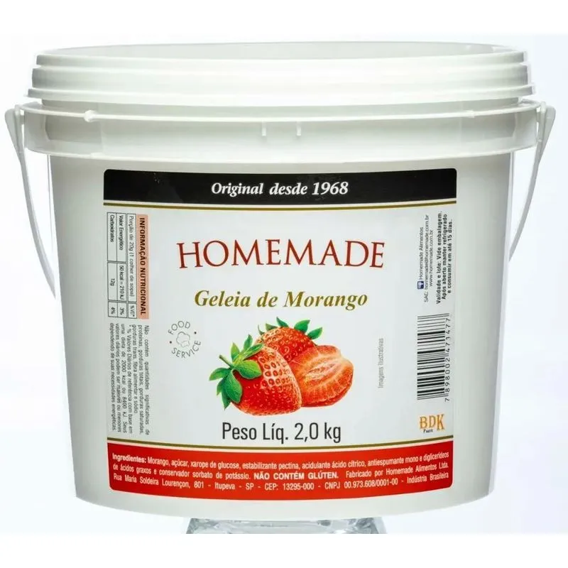 Geleia Morango Homemade Balde 2kg Food Service