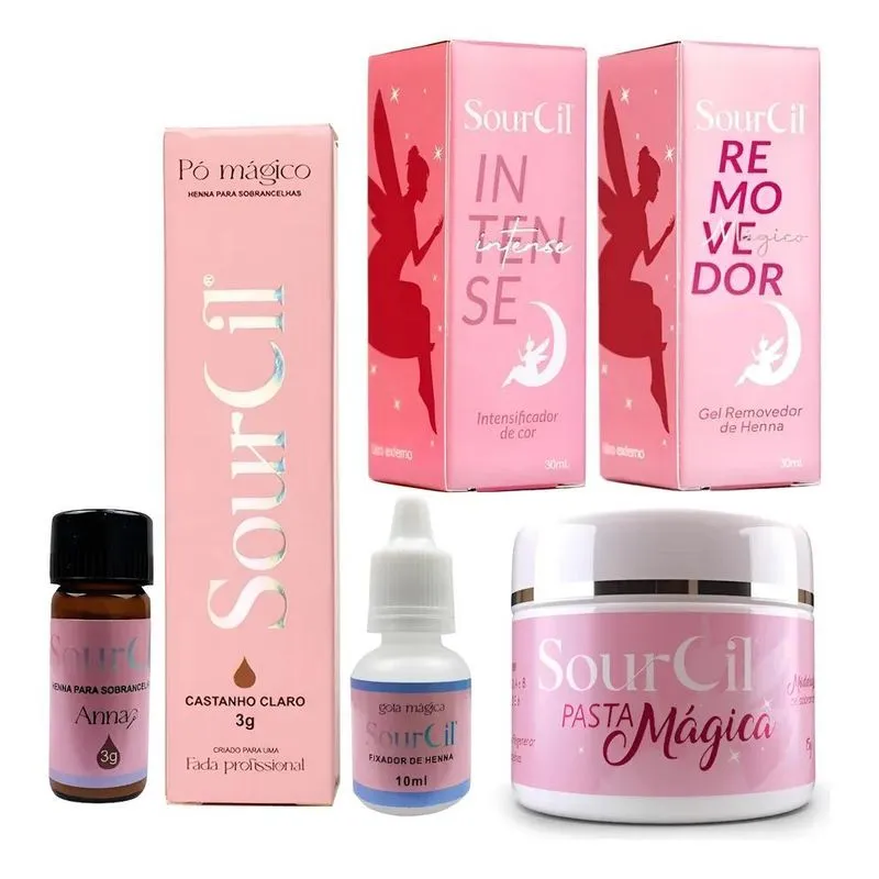Kit Sobrancelha Intensificador Henna Pasta Magi Castanho Cla