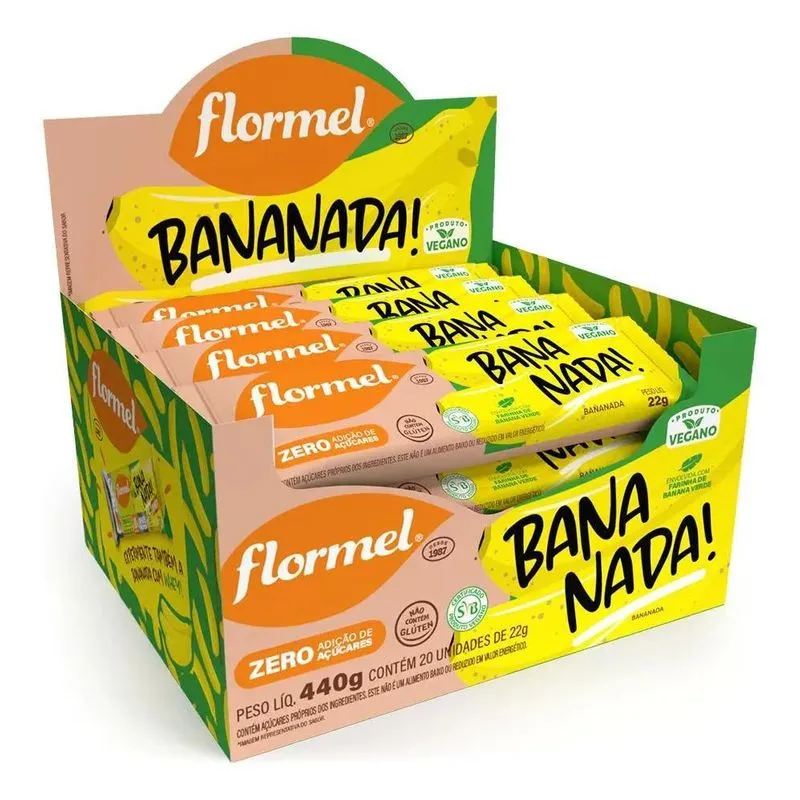Bananada Cremosa Zero Açúcar Flormel 22g Caixa 20 Unidades