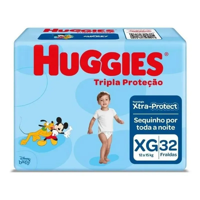 5x Fralda Descartável Huggies Tripla Proteção Xg 32 Unidad