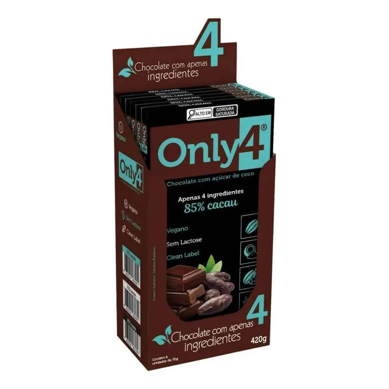 Tudo Zero Leite Only4 - 85% Cacau - 80 G - Unidade - 1
