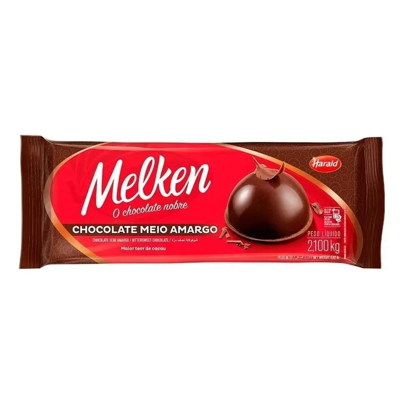 Barra De Chocolate Meio Amargo 2,1kg Melken Harald Nobre