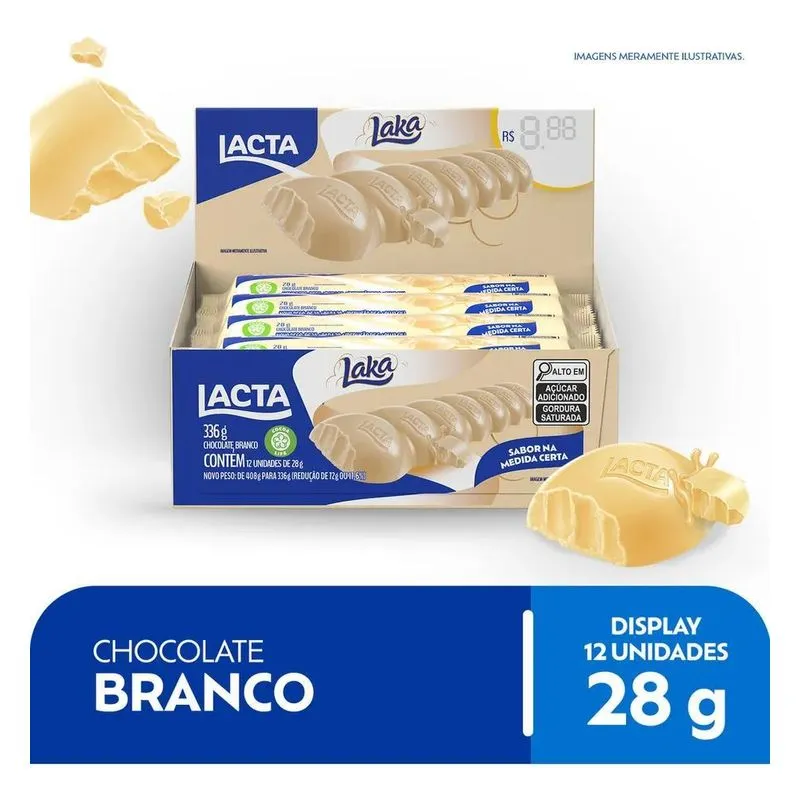 Chocolate Branco Lacta Laka Caixa Com 12 Unidades De 28g