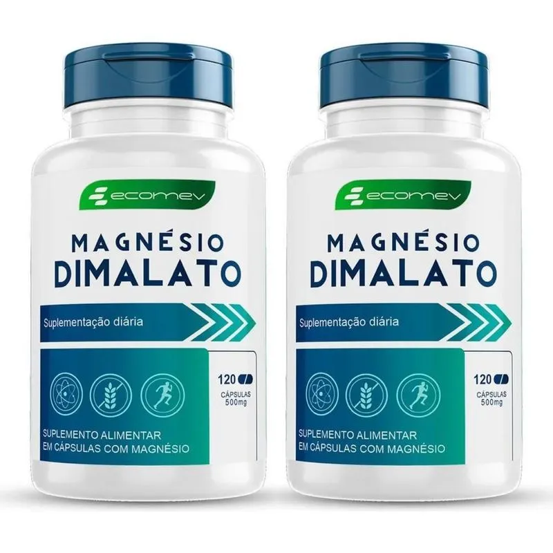 3x 2x Magnesio Dimalato 100% Puro 500mg 240cáps 4 Meses Ecom