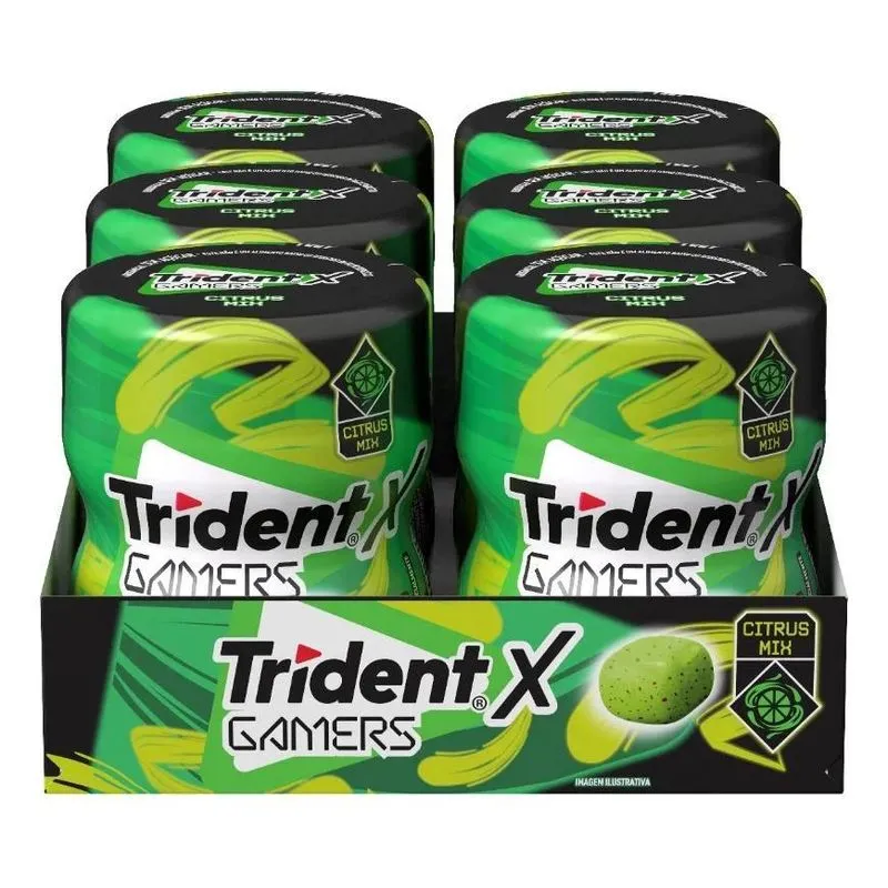 Chiclete Trident Xgamers Citrus Maracujá E Limão 6 Unidades
