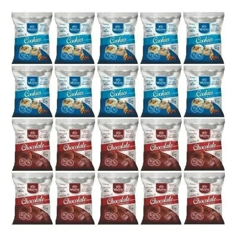 20x Biscoito Wheyviv Fit Cookies+chocolate Whey Protein 45g