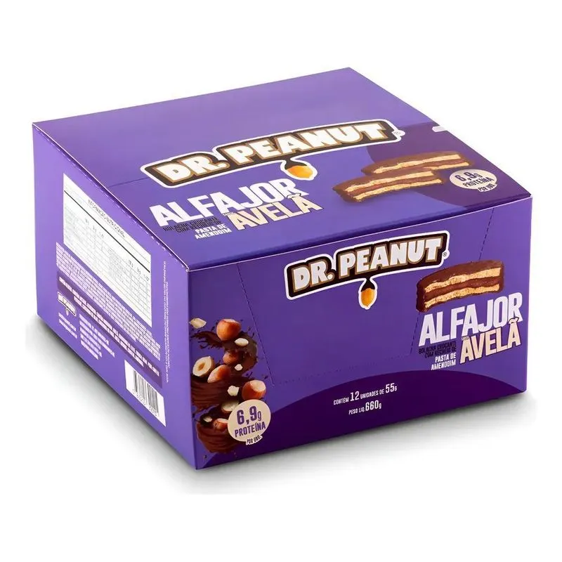 Kit C/12 Barrinhas Alfajor Dr. Peanut Avela 55g Cada