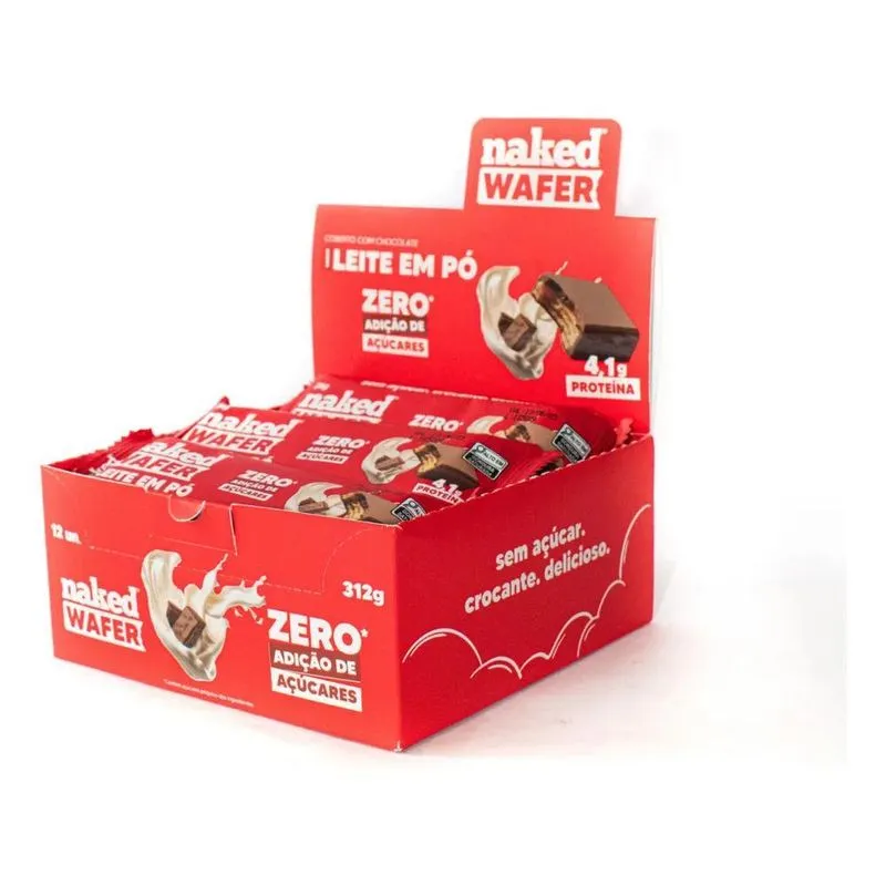 Wafer Chocolate Ao Leite Sabor Leite Em Pó Naked Nuts 12 Uni