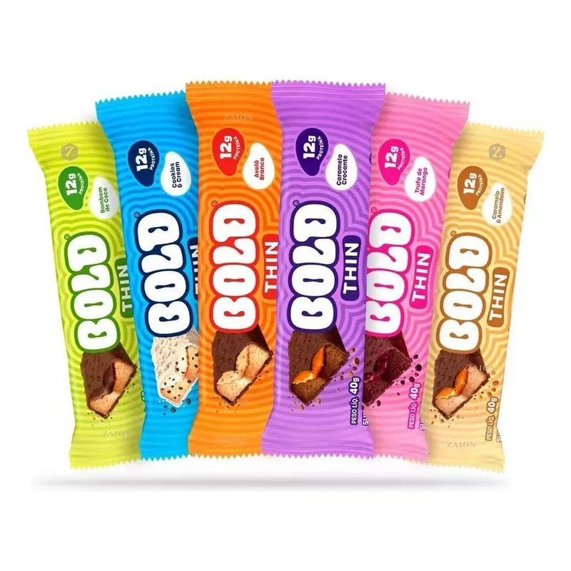 Bold Thin Caixa Mista - Barra De Proteína Snacks 12 Unidades