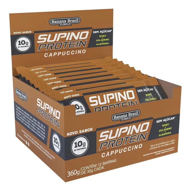 Supino Protein Sabor Capuccino Display Com 12 Barras De 30g