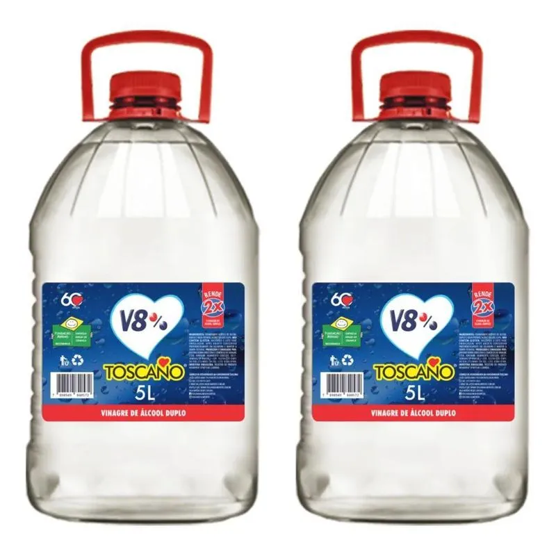 Kit 2x Vinagre De Alcool Toscano 8% De Acidez 5 Litros Cada