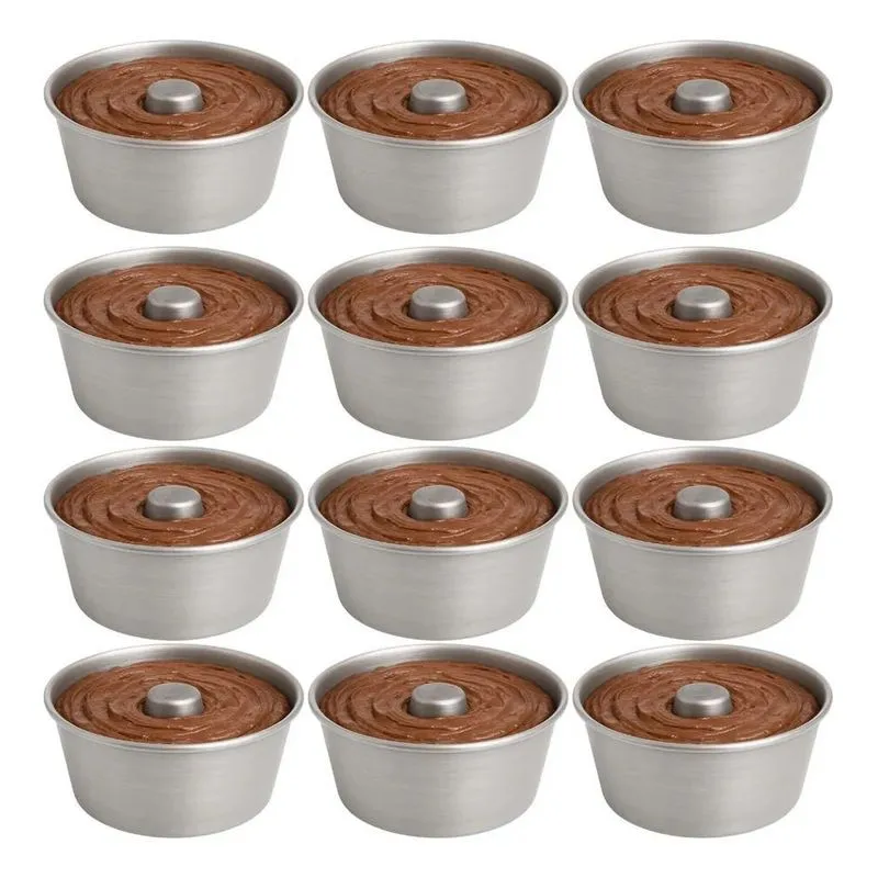 Kit 12 Mini Formas Para Pudim Bolo Vulcão N10 Alumínio Alumí