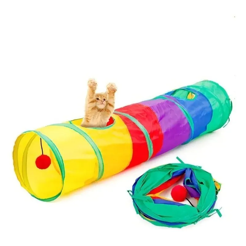 5x Brinquedo Interativo Para Gatos Pets Túnel Labirinto Colo
