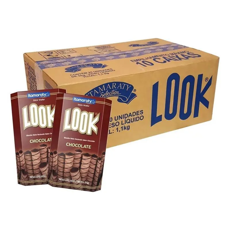 20 Biscoito Wafer Recheado Chocolate Itamaraty Look 55g