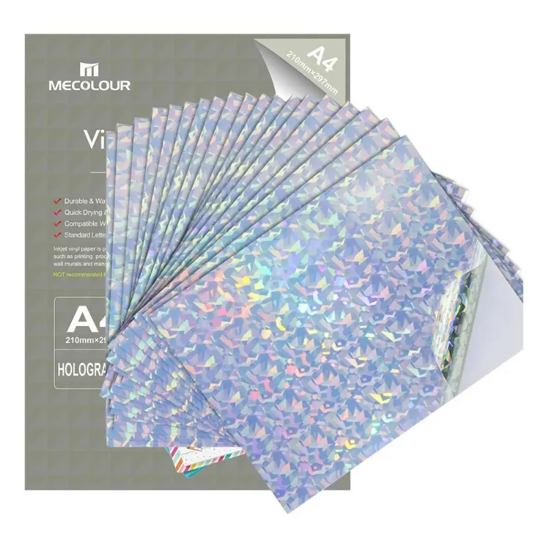 Vinil Adesivo À Prova D'água Holográfica Diamante A4 20 Folh