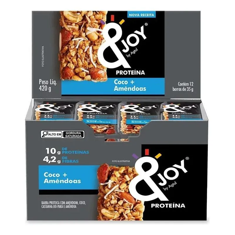 12 Barra De Nuts &amp;Joy Proteína Coco E Amêndoa 35g