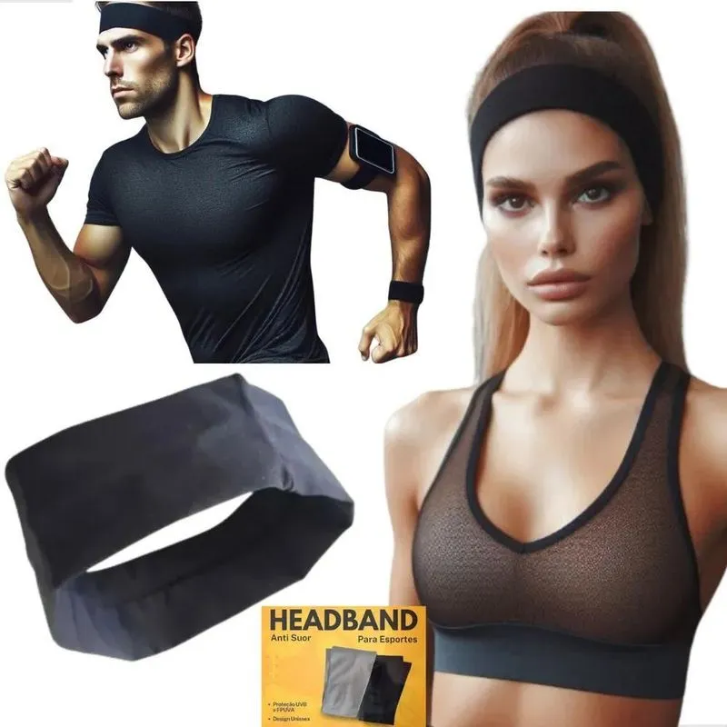 10x Kit 5 Faixas Headband Anti Suor Cabelo Testa Esporte Co