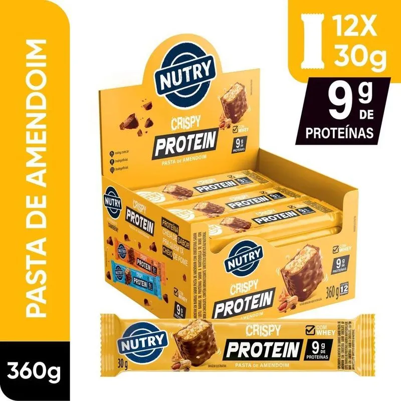 Barra De Proteínas Nutry Crispy Protein Pasta De Amendoim 12