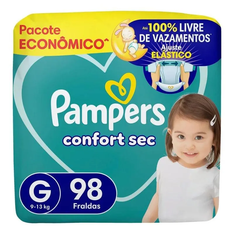Fraldas Pampers Confort Sec G 98 Unidades