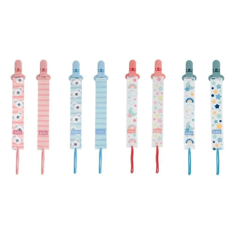 5x Kit 2 Prendedores De Chupeta Clipe Com Trava Bico Bebê Bu