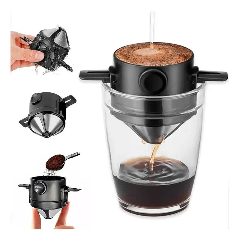 5x Coador De Café De Inox Individual Portátil Mini Cafeteira