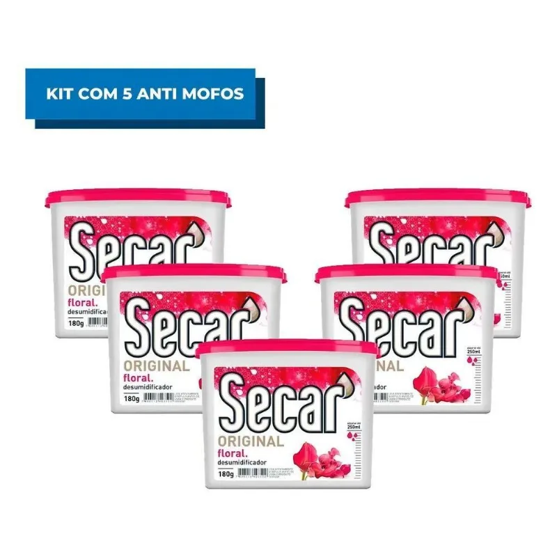 Kit 5 Anti Mofos Desumidificador Secar Floral 180g