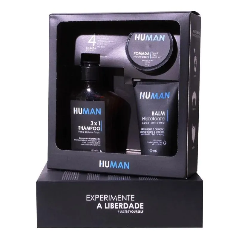 Kit Masculino De Barba Cabelo E Corpo Human Cuidado Diário