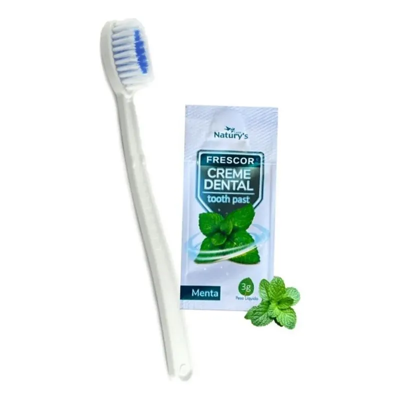 Kit 100 Escova Dental Com Creme 4g Hotel Motel Pousada Spa