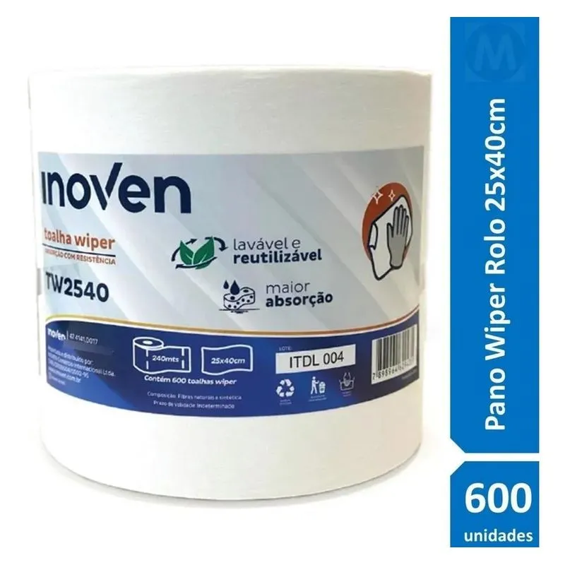 Toalha Pano Ultra Absorvente Limpeza Wiper Rolo Bobina 600un