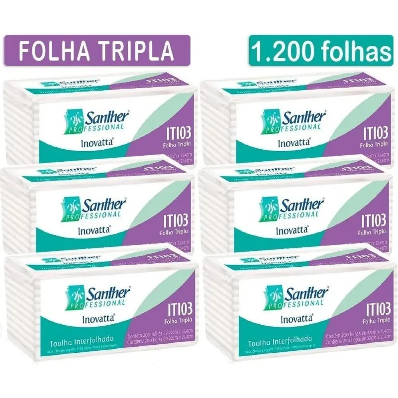 Papel Interfolhado Folha Tripla Super Macia 1200 Folhas
