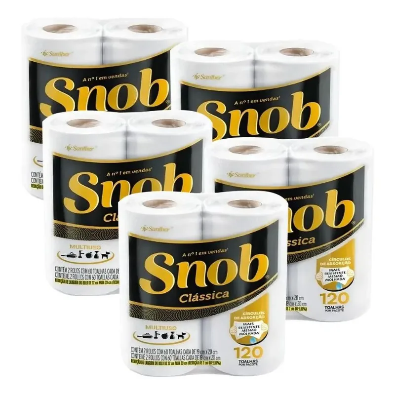 Snob Papel Toalha Cozinha Folha Dupla Com 10 Rolos