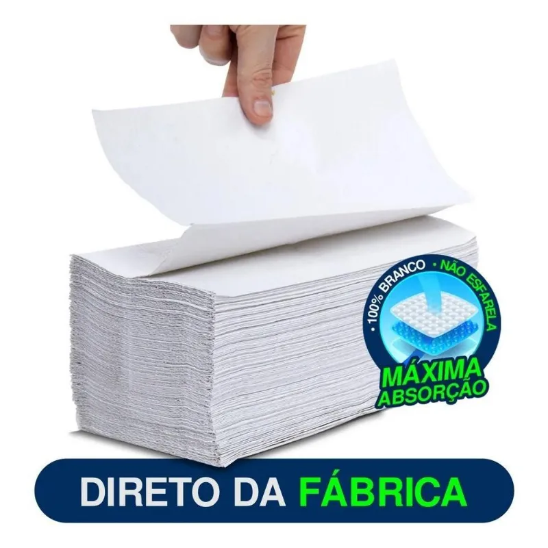 Kit 4 Papel Toalha Interfolha Banheiro Brancopuro Secar Mãos