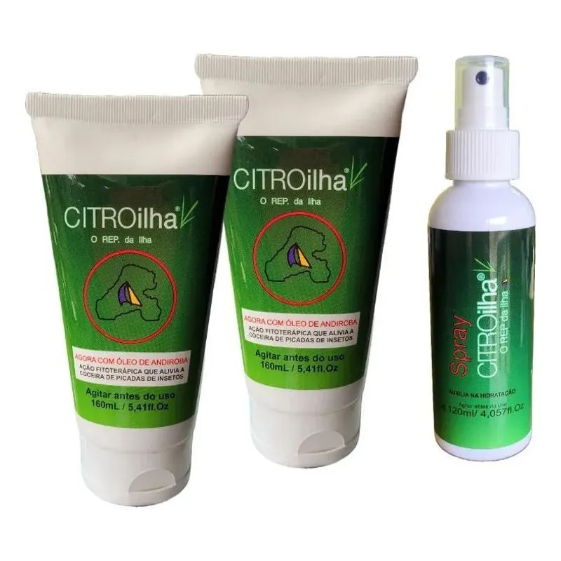 2 Repelente Creme + 1 Spray Citroilha D Ilha Bela Citronela