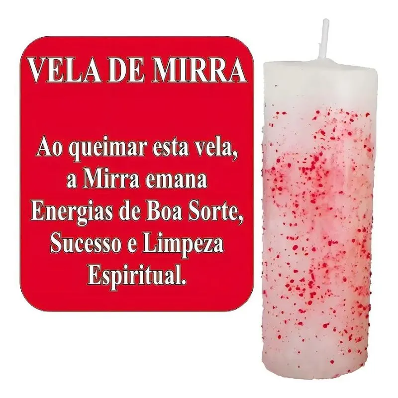 5x Vela Com Mirra Para Limpeza E Boa Sorte